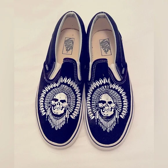 RARE Vans Slip-On Chief Skull Men’s Sz 9 - Picture 2 of 7